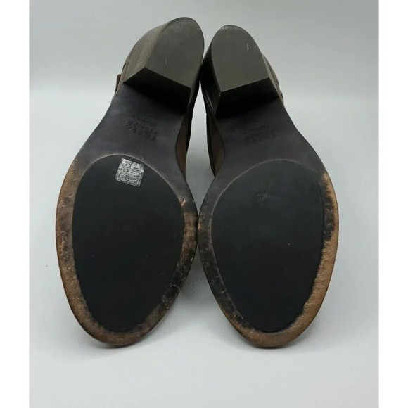 Eileen Fisher Womens List Ankle Boots Peep Toe Brown Leather Block Heel Size 9 - Picture 11 of 12